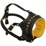 Nappa Padded Leather Dog Muzzle for Anti-Barking Training Nappa Padded Leather Dog Muzzle for Anti-Barking Training