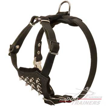 Easy Adjustable Leather Dog Harness Spiked for Walking