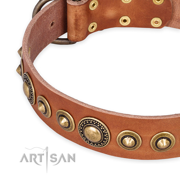 Soft full grain genuine leather dog collar made for your lovely four-legged friend