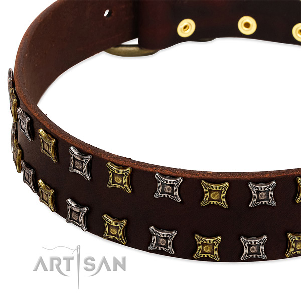 High quality natural leather dog collar for your handsome pet
