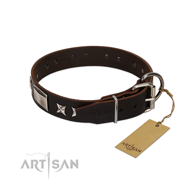Handcrafted collar of natural leather for your beautiful pet