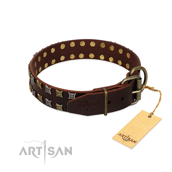 Best quality natural leather dog collar handmade for your canine