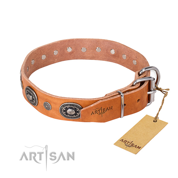 Flexible leather dog collar handcrafted for everyday use