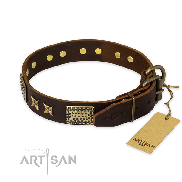 Rust-proof hardware on full grain leather collar for your lovely pet