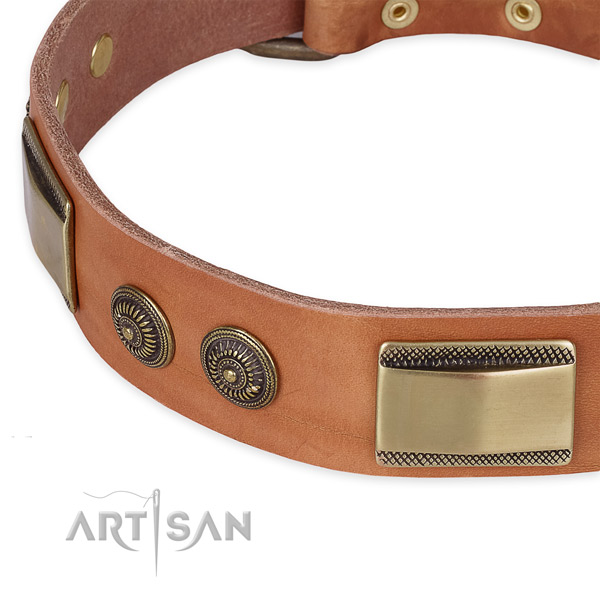 Stylish natural genuine leather collar for your stylish canine