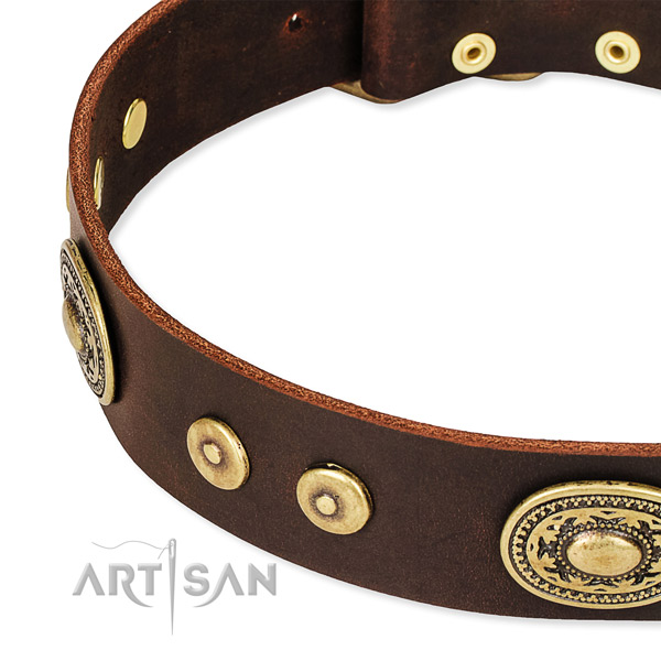 Adorned dog collar made of best quality genuine leather
