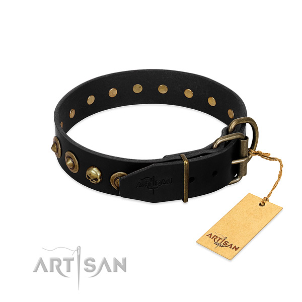 Full grain natural leather collar with incredible embellishments for your pet